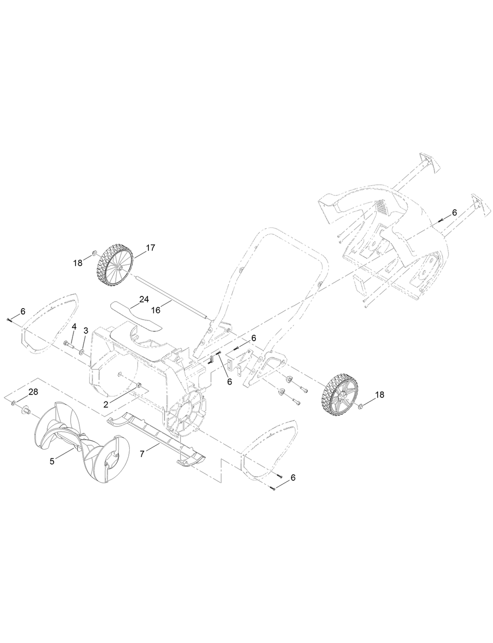 Frame Assembly Diagram and Parts List for 38375 316000001 - 316999999 Lawn Boy Snow Blower